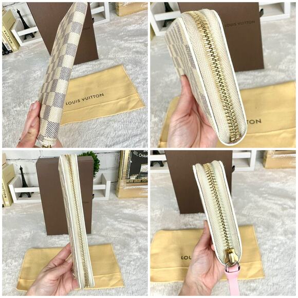 Louis Vuitton Damier Azur Clemence Long Wallet pink leather NICE EUC - Picture 5 of 16